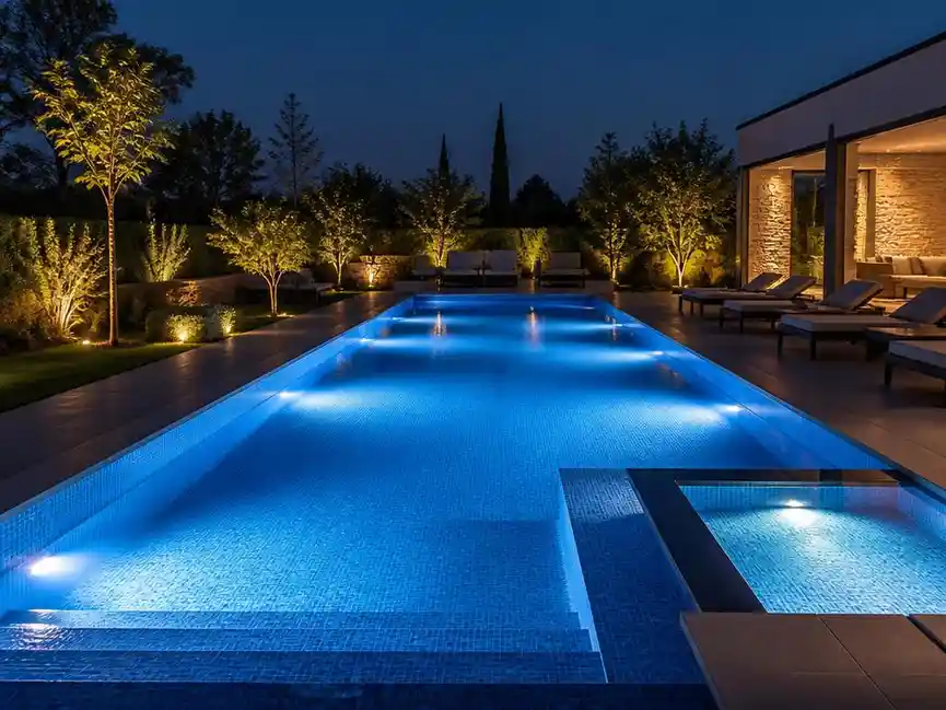Illuminazione notturna per valorizzare la tua piscina privata