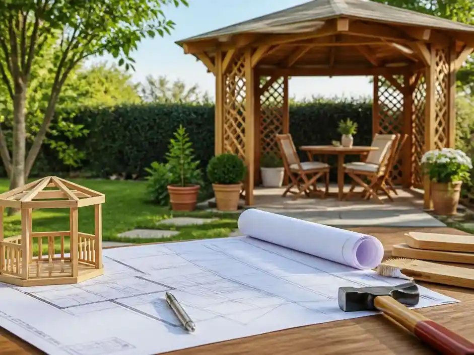 Posa e permessi per il gazebo di legno per giardino senza sanzioni