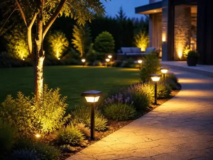 Progettare il giardino con la luce solare per esterno