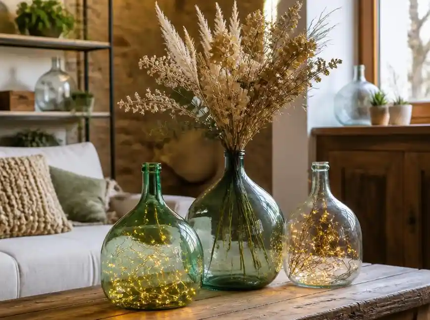 Idee originali per arredare casa con una damigiana di vetro